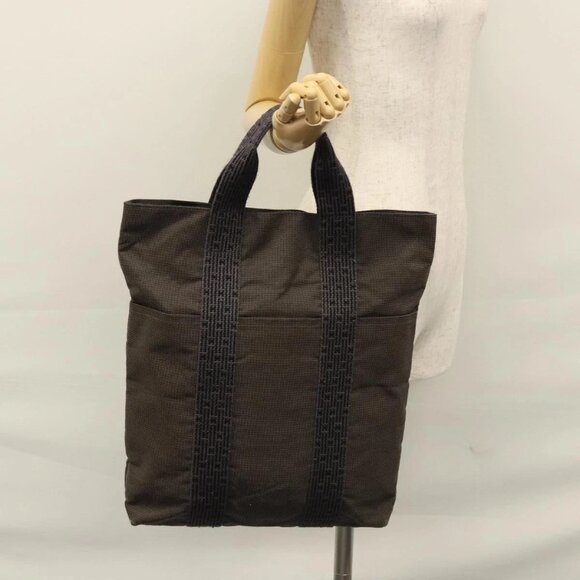 HERMES Her Line Her Line Cabas Tote Bag Gray Silver Auth - Picture 1 of 15